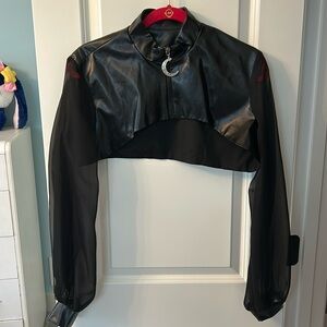 Black PVC Zip-Up Shrug
